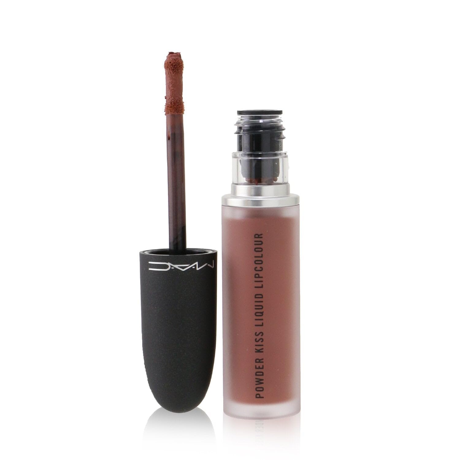 MAC Powder Kiss Lipcolor Liquide 997 Over The Taupe dans son flacon, couleur longue tenue