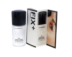 MAC Prep and Prime Fix Plus emballage sans boîte, pratique et prêt à l’emploi.