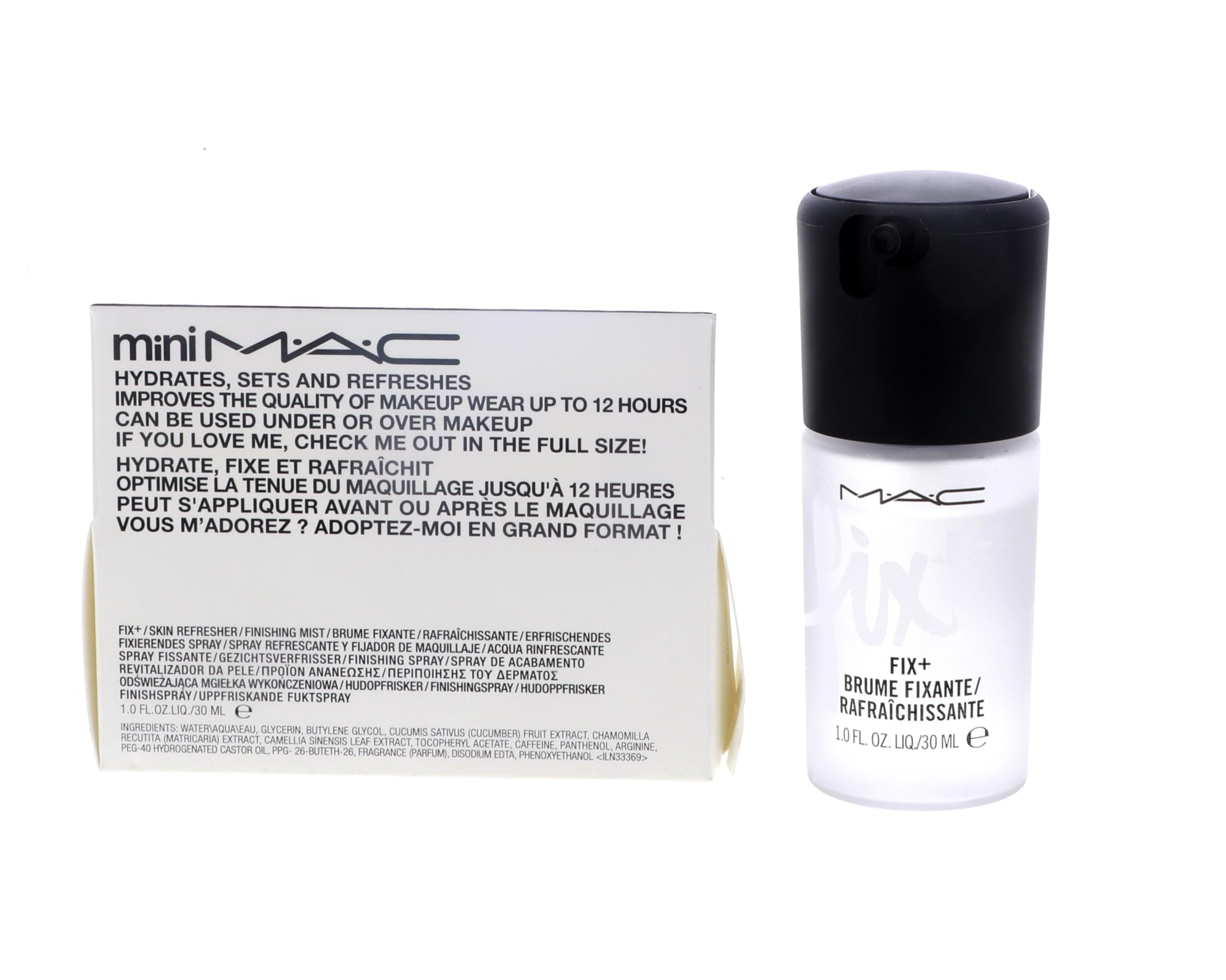 MAC Prep and Prime Fix Plus pulvérisateur mini, spray léger pour fixer le maquillage.