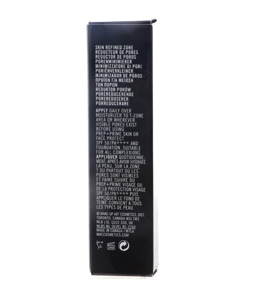 MAC Prep + Prime Skin Refined Zone, emballage soigné et pratique pour le rangement.