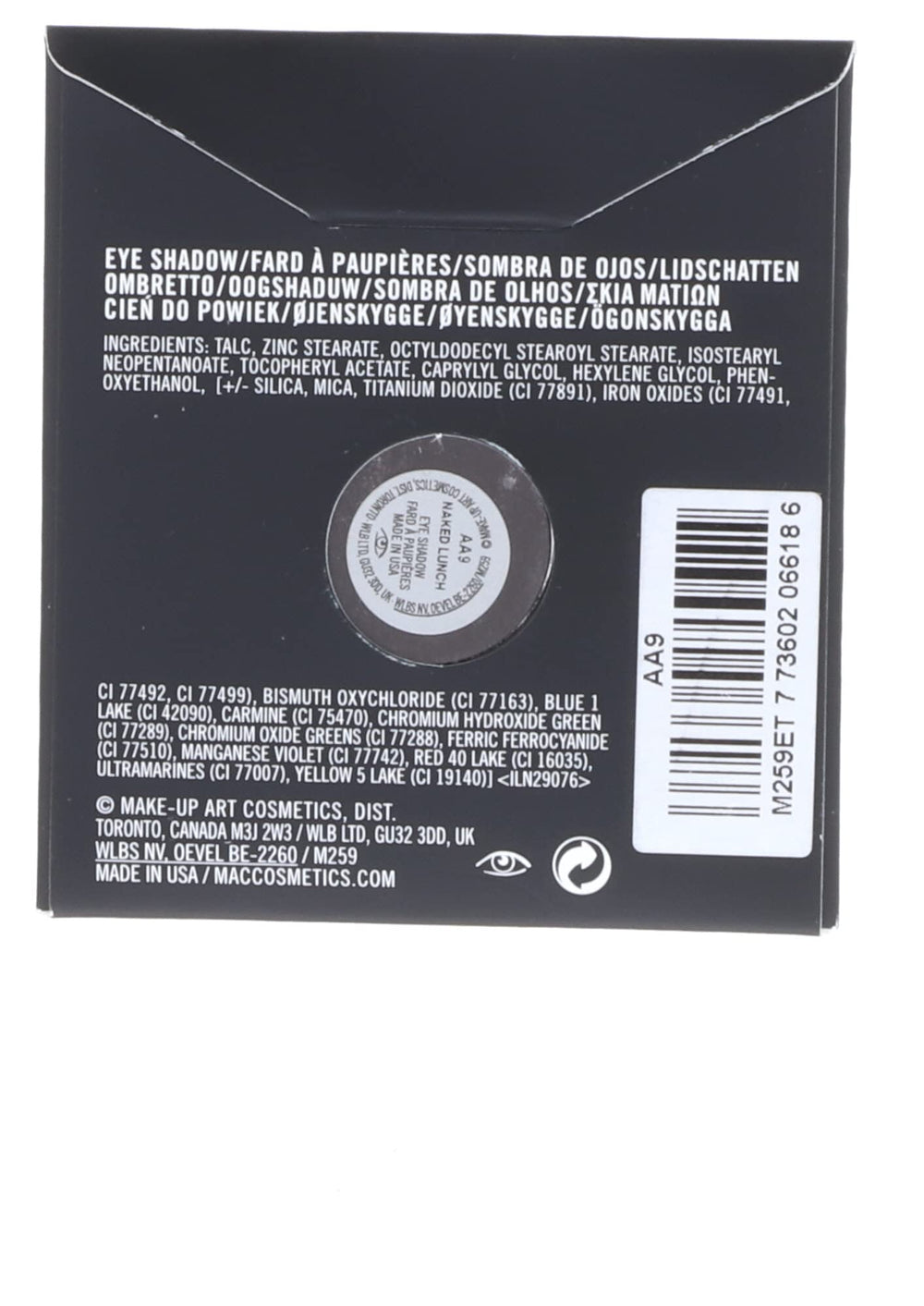 MAC Pro Palette refil d'ombres Naked Lunch, texture soyeuse pour une application fluide.