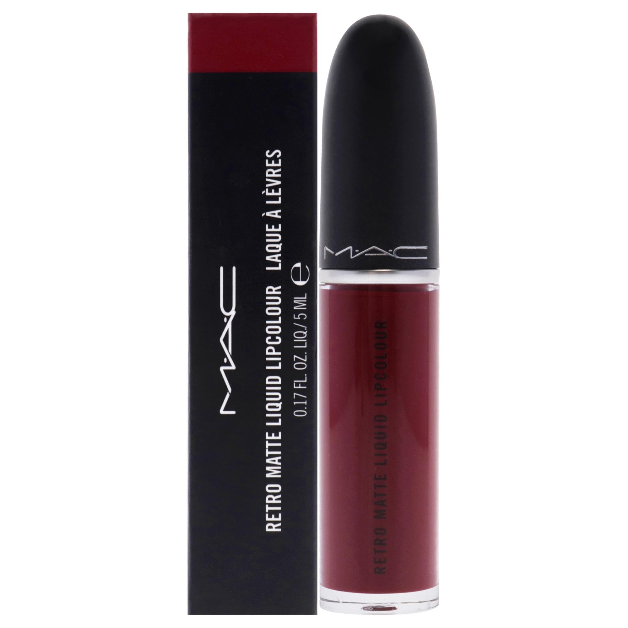 MAC Retro Matte Lip Colour Dance With Me sur emballage, fini velouté et couleur vive
