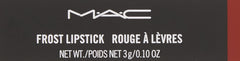 MAC rouge à lèvres Fresh Moroccan Frost – échantillons couleur montrant la teinte sur peau.