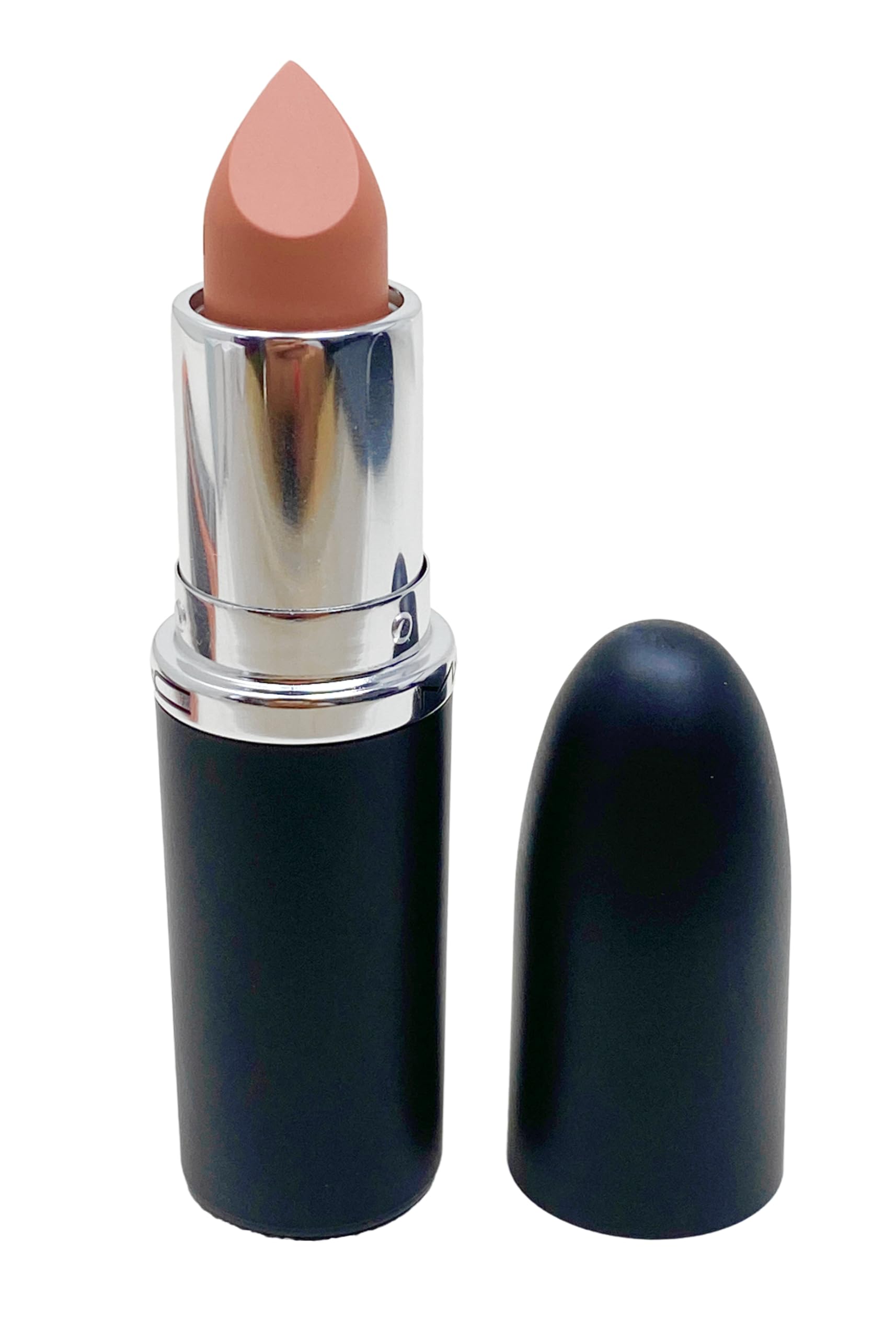 MAC Ximal Rouge à Lèvres Satin 836 Fleshpot - échantillon sur peau révèle couleur pigmentée.