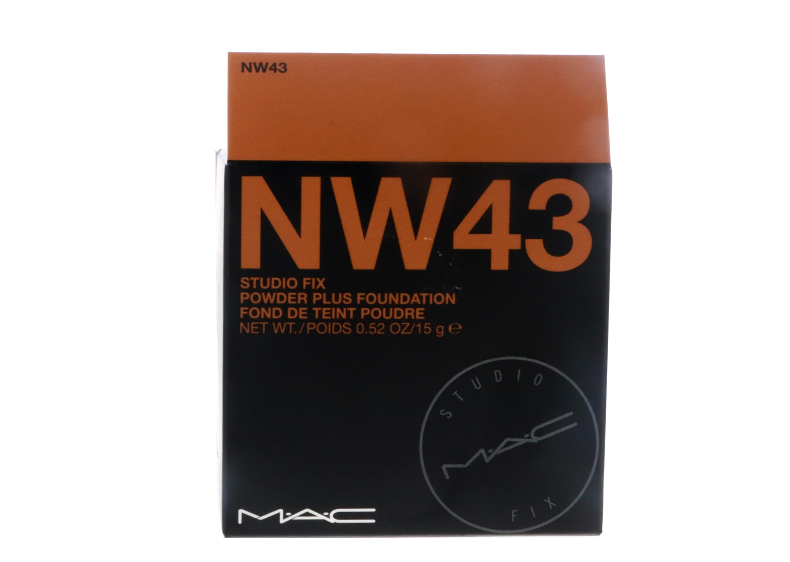 MAC Studio Fix Poudre Fond de Teint NW43 application rapide pour teint uniforme.