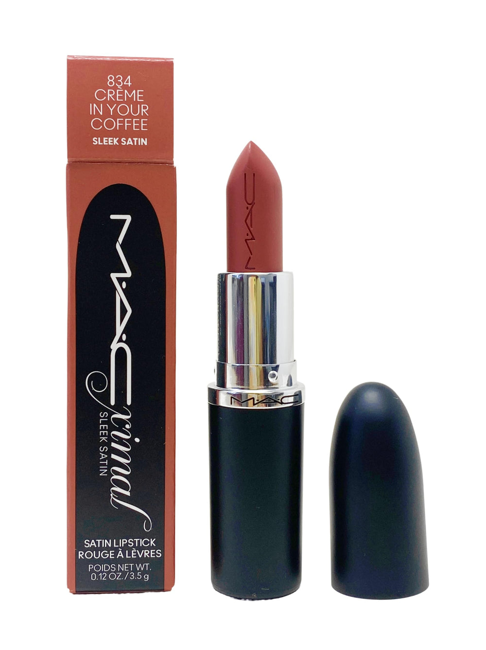 MAC Ximal Sleek Satin Lipstick Creme In Your Coffee, aperçu teinte satinée et hydratante.