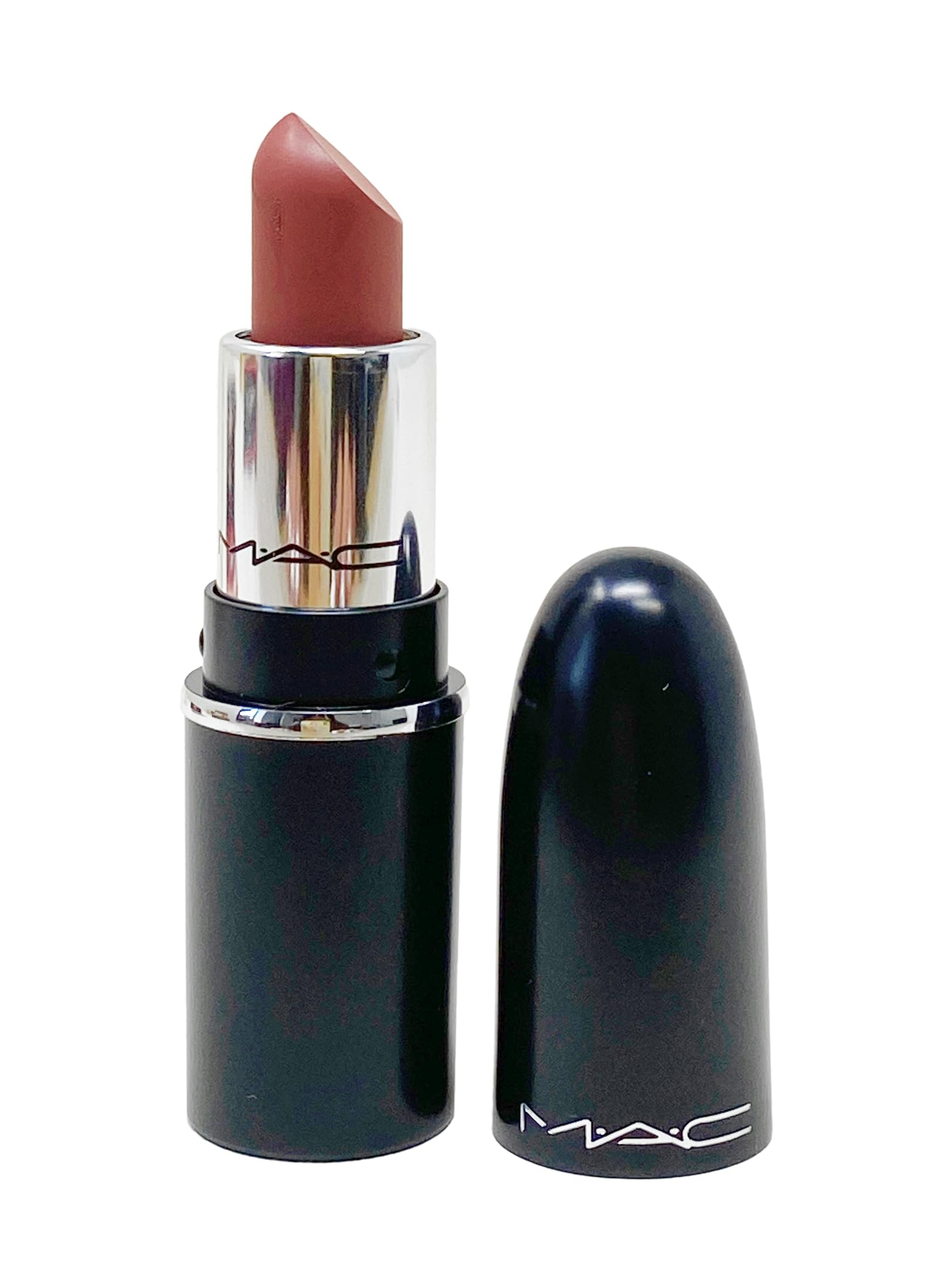 MAC Ximal Sleek Satin Mini Lipstick Creme In Your Coffee close-up shows smooth texture and versatile color.