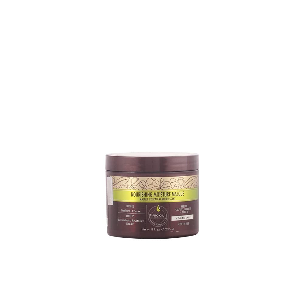 Masque Macadamia Professional – flacon hydratant réparateur pour cheveux, améliore l'hydratation et l'élasticité.