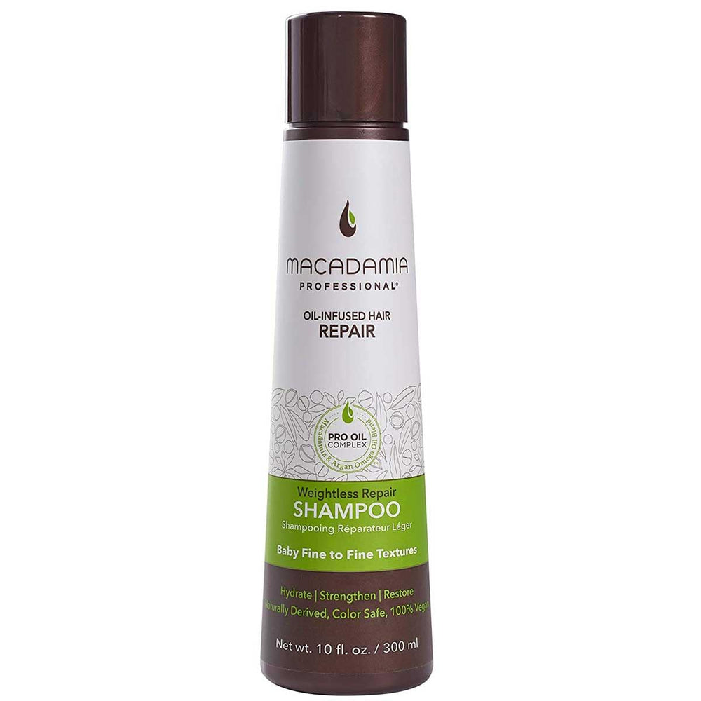 Macadamia Professional – shampooing sans sulfates en bouteille, soin léger pour cheveux fins.