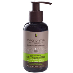 Macadamia Professional Ultra Rich Moisture Oil Treatment – bouteille démontrant une hydratation intense pour cheveux secs.
