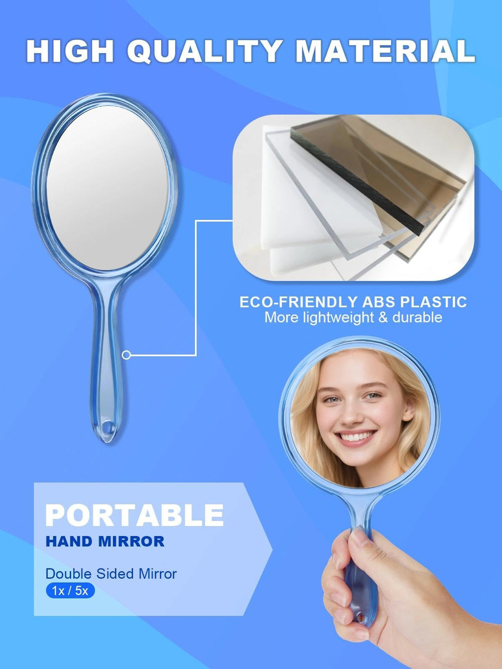 Miroir Macaki design compact bleu, idéal pour le voyage.