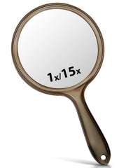 Macaki miroir double-face portable avec grossissement 1x et 15x pour maquillage précis