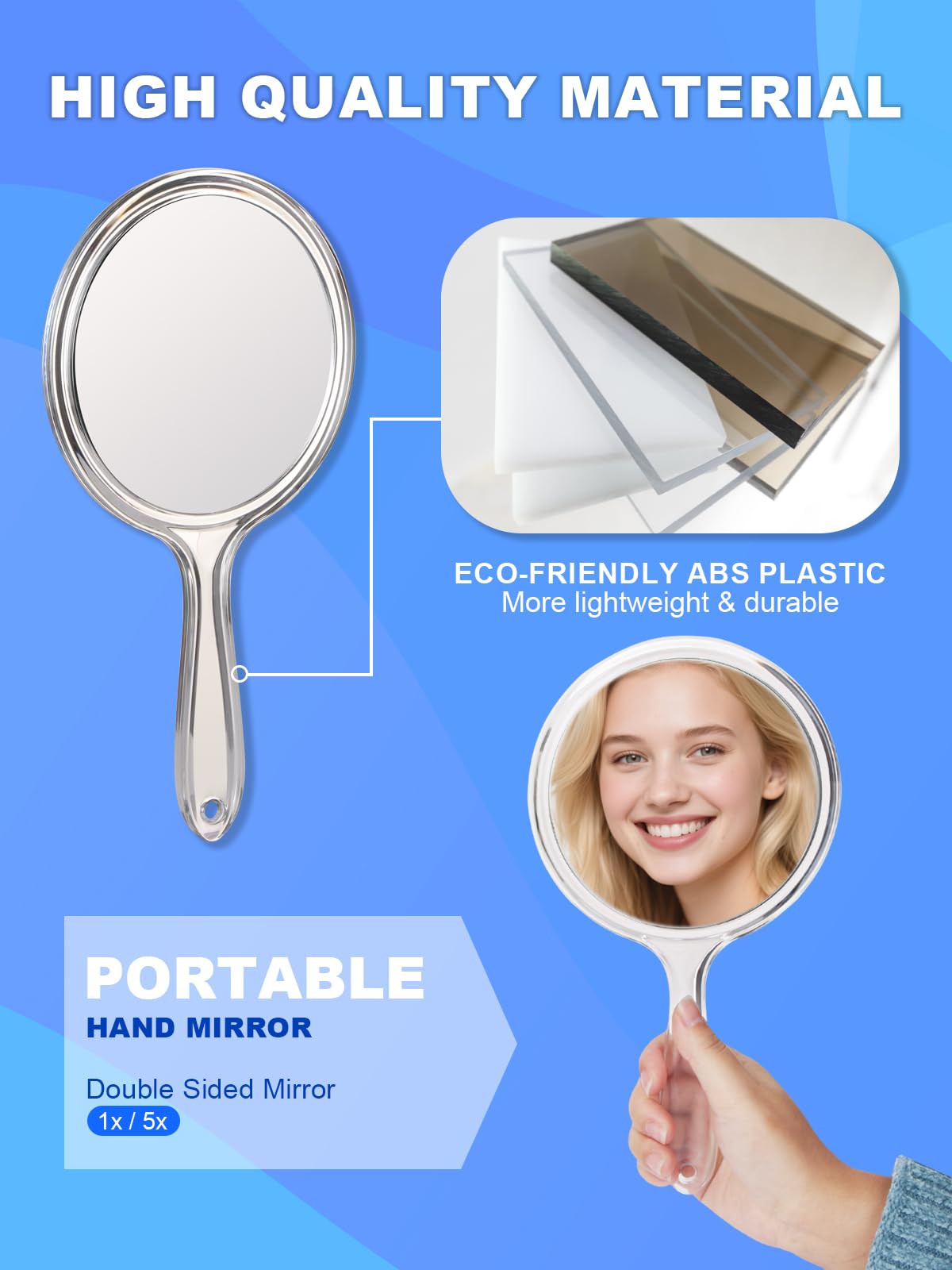 Miroir Macaki rose portatif léger et pratique en voyage