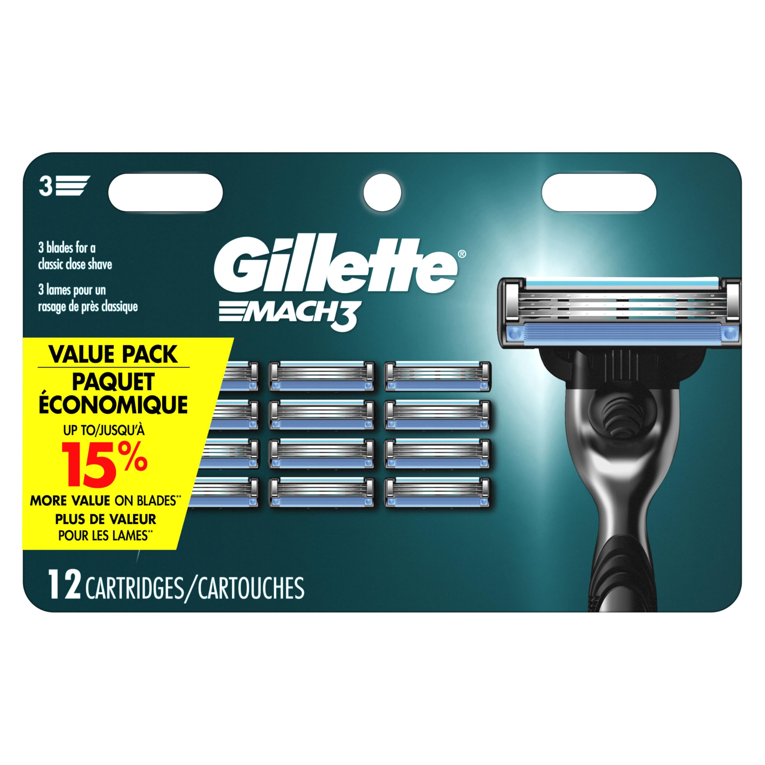 Gillette Mach3 refils 12-lot: rasage précis et économique
