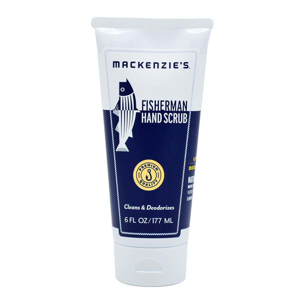 MacKenzie's Fisherman Hand Scrub bottle pour removes grease effectively.