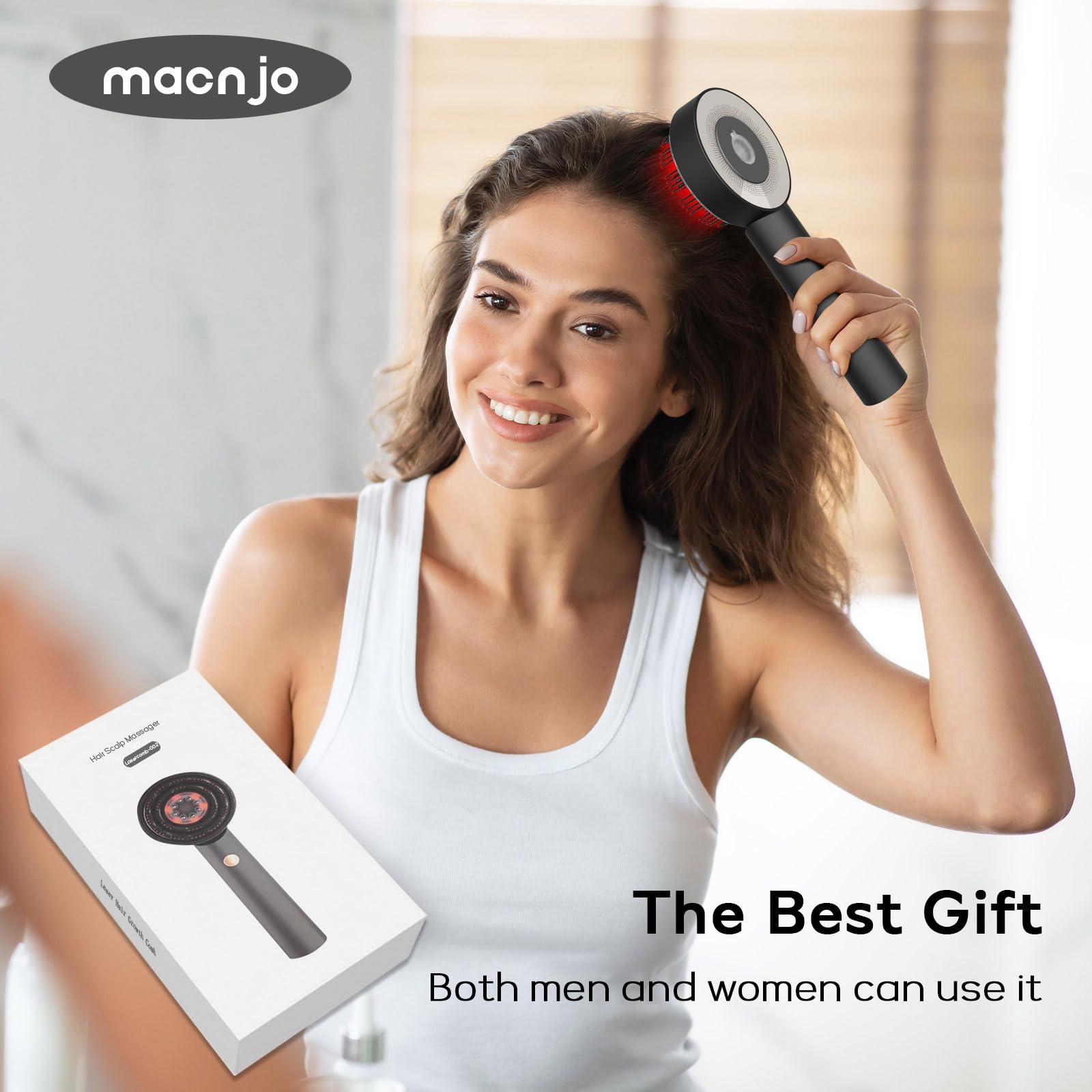 MACNJO kit complet de massage capillaire: masseur, huile et manuel