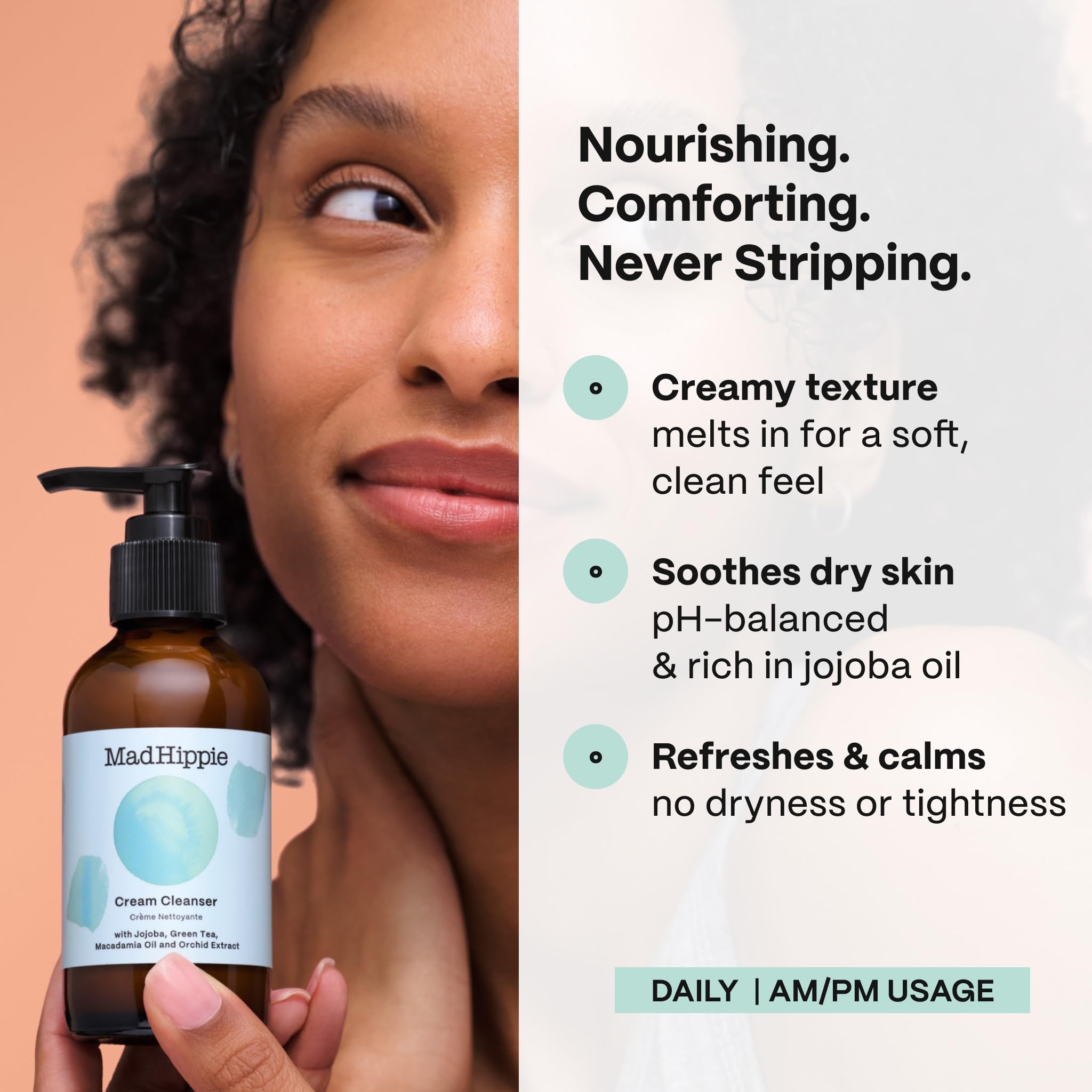 Extrait d'algue Mad Hippie: hydratation durable après lavage.
