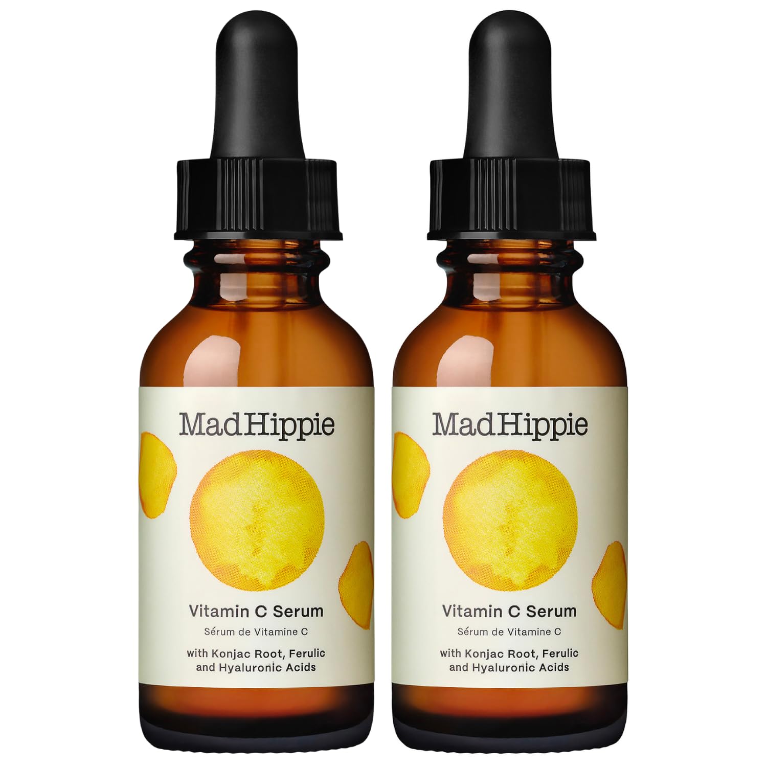 Sérum Mad Hippie vitamine C pour le visage, flacon éclat et douceur.