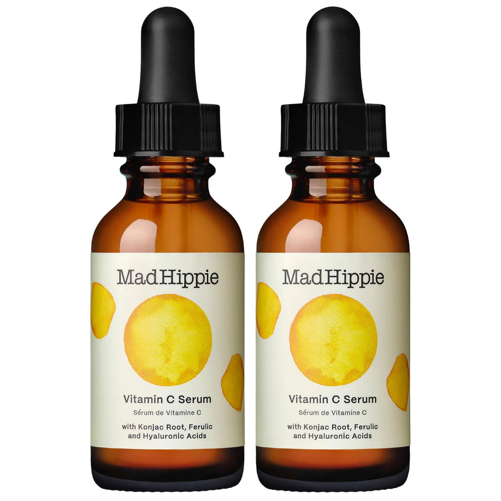Sérum Mad Hippie vitamine C pour le visage, flacon éclat et douceur.
