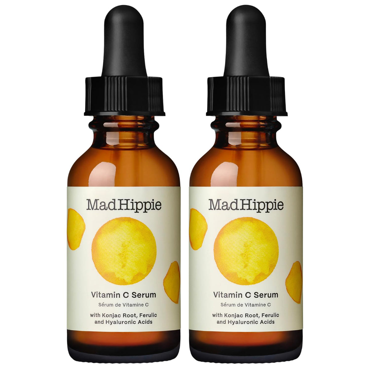 Sérum Mad Hippie vitamine C pour le visage, flacon éclat et douceur.