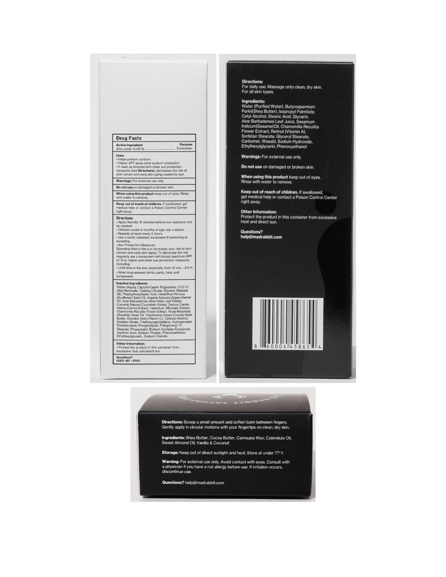 Hydratation approuvée dermatologiquement pour peau tatouée par Mad Rabbit.