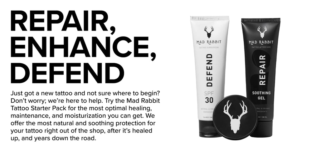Routine quotidienne Mad Rabbit soin tatouage pour une protection légère.