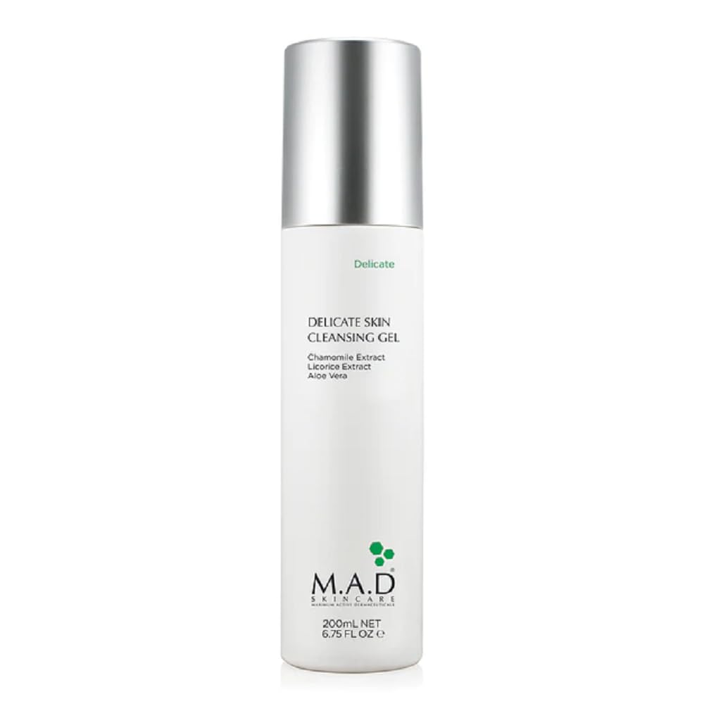 MAD Skincare Gel Nettoyant Peau Douce: bouteille visible, nettoyage doux pour peau sensible