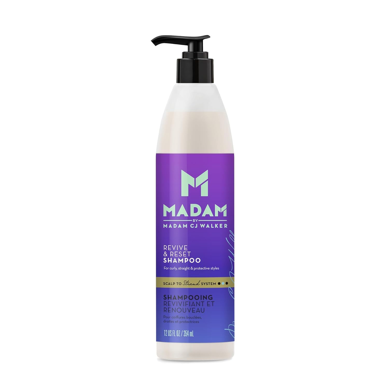MADAM Revive & Reset Shampoing : bouteille prête pour une application facile.