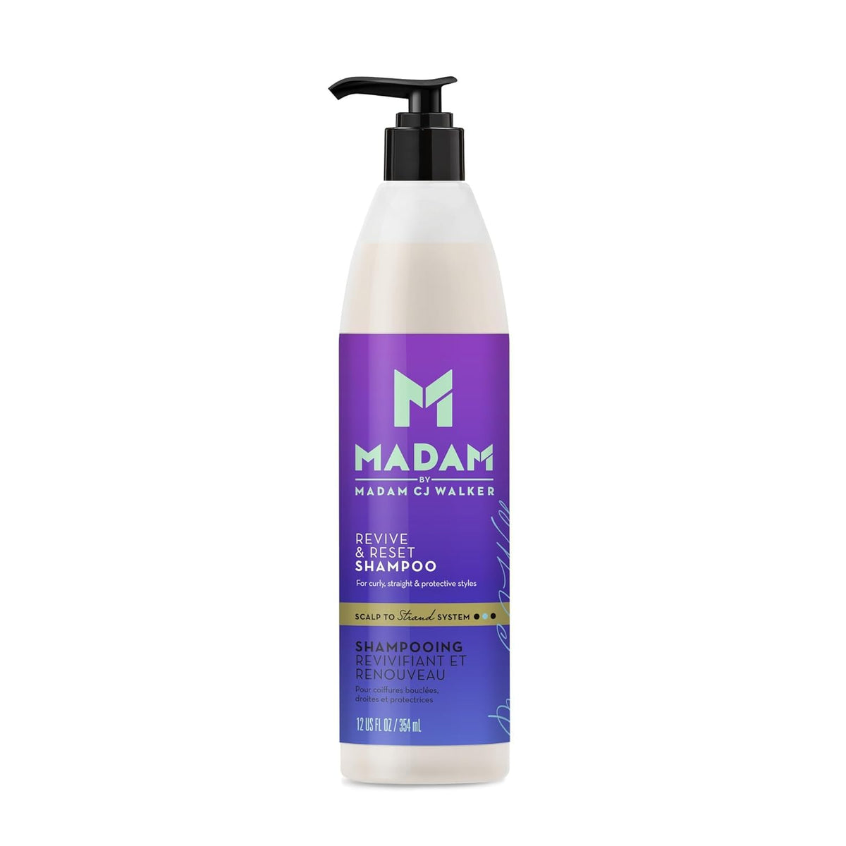 MADAM Revive & Reset Shampoing : bouteille prête pour une application facile.