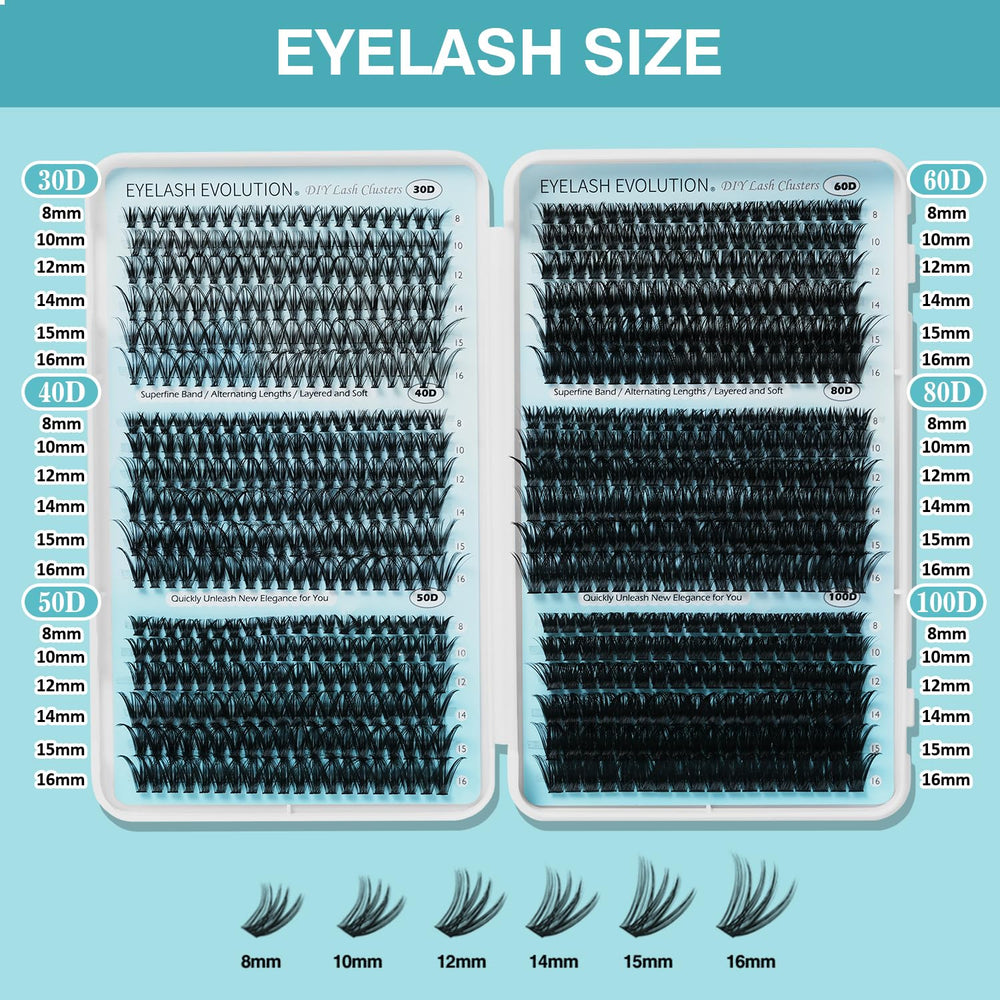 Cils clusters 30D à 100D, densité modulable pour des rendus volumineux.