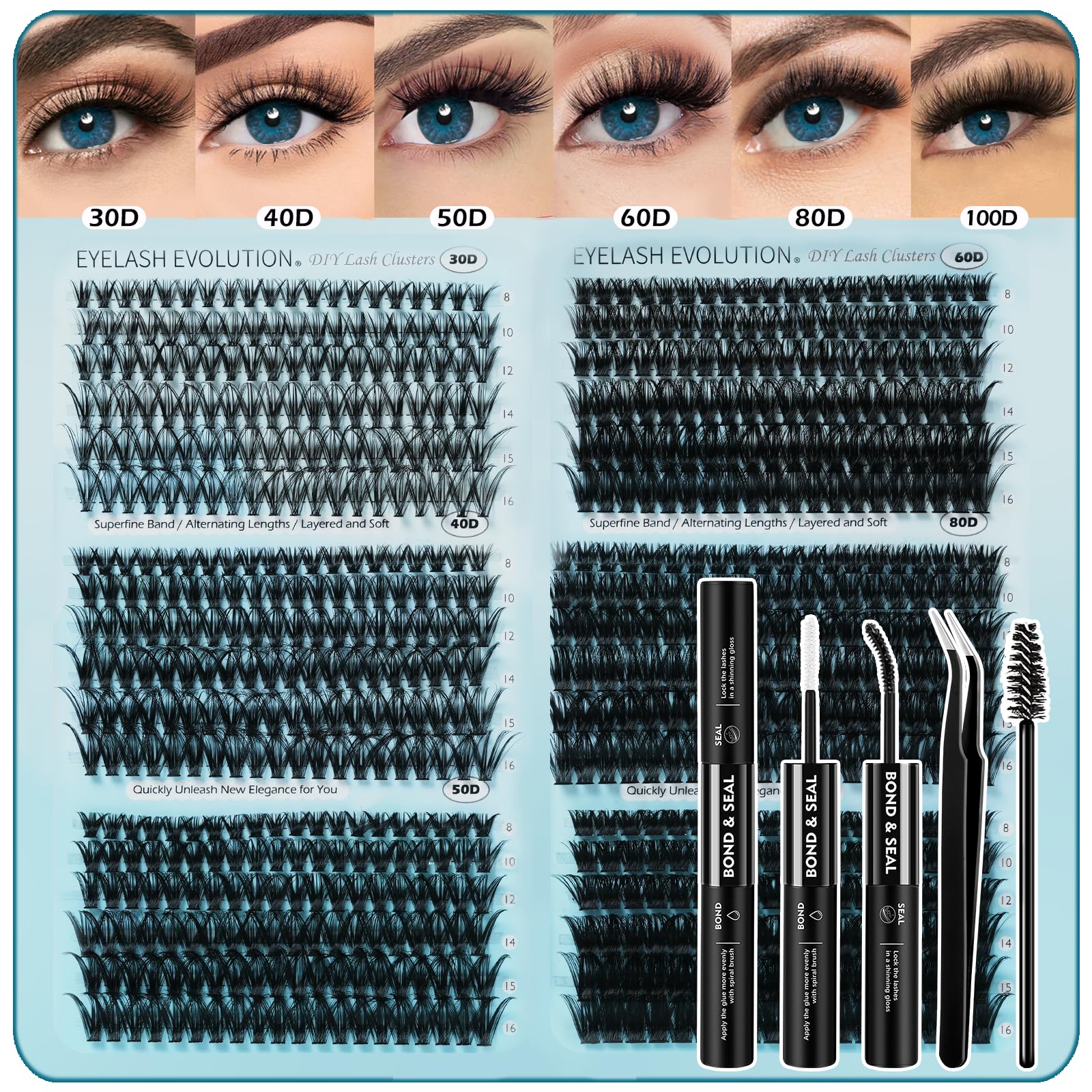 Madam Fifi ensemble cils clusters 708 pièces, idéale pour un maquillage maison économique et rapide.