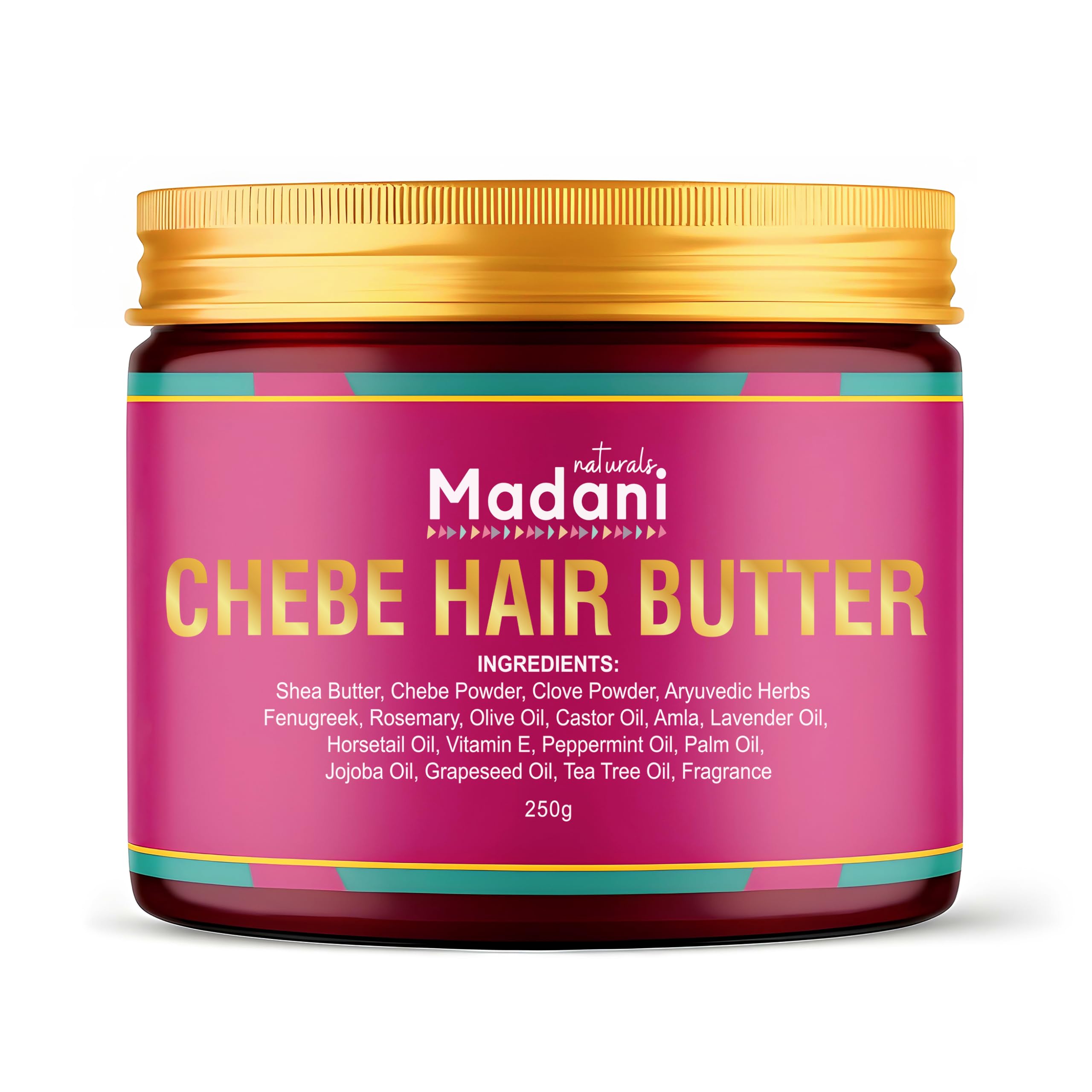 Beurre Chebe Madani Naturals favorise croissance et renforcement des cheveux.