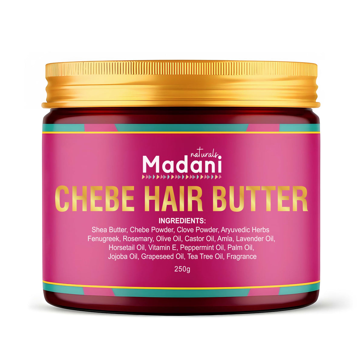 Beurre Chebe Madani Naturals favorise croissance et renforcement des cheveux.