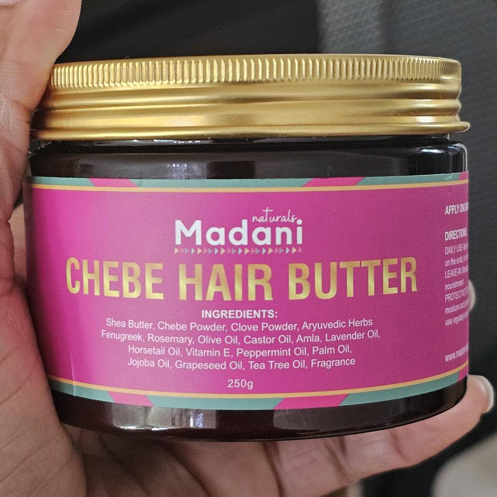 Parfum naturel du Beurre Chebe Madani Naturals pour une routine agréable.