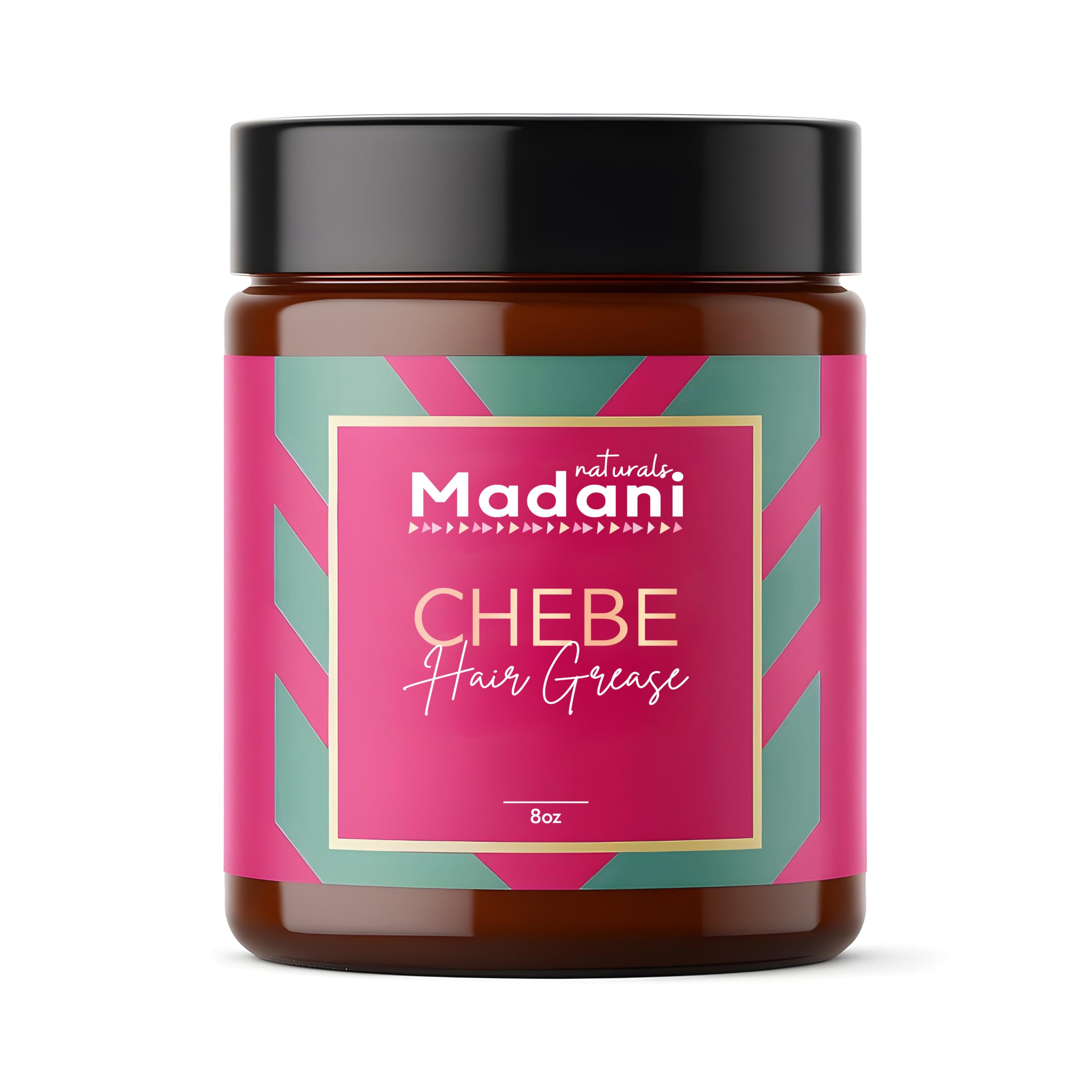 Madani Naturals Chebe Grease montre une bouteille au romarin, soin capillaire nourrissant.