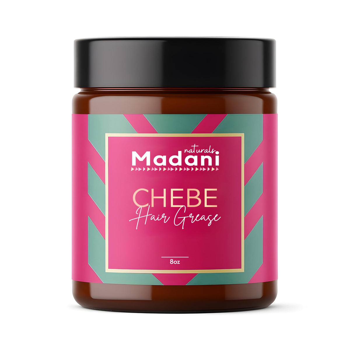 Madani Naturals Chebe Grease montre une bouteille au romarin, soin capillaire nourrissant.