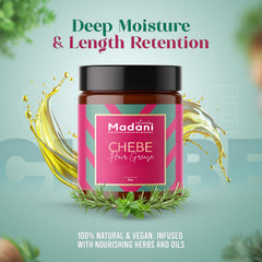 Texture veloutée de Madani Naturals Chebe Grease pour cheveux doux.