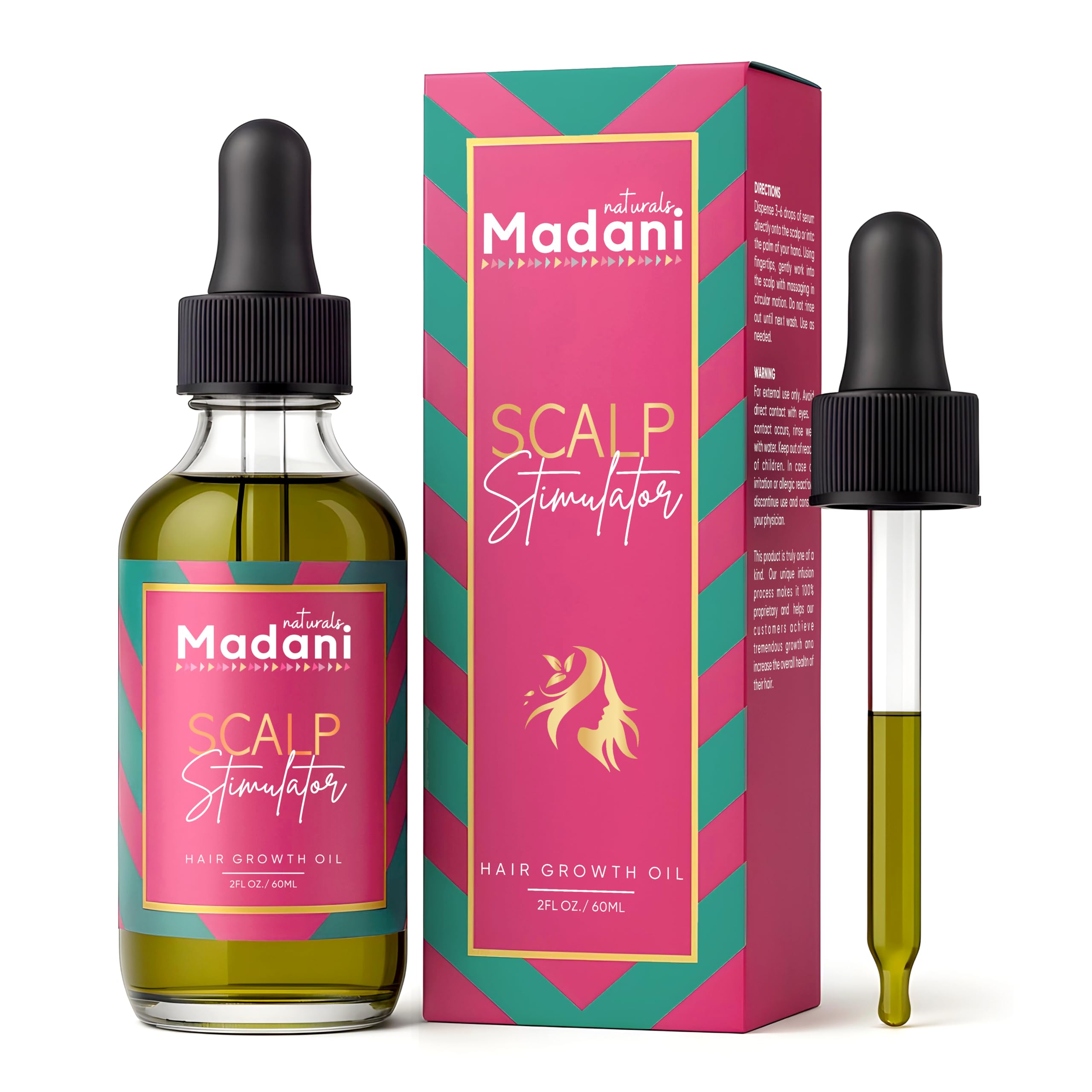 Madani Naturals Stimulateur Cuir Chevelu - bouteille pour nourrir et revitaliser les cheveux