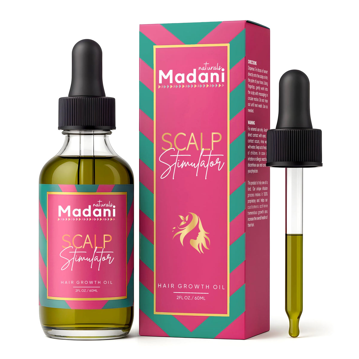 Madani Naturals Stimulateur Cuir Chevelu - bouteille pour nourrir et revitaliser les cheveux