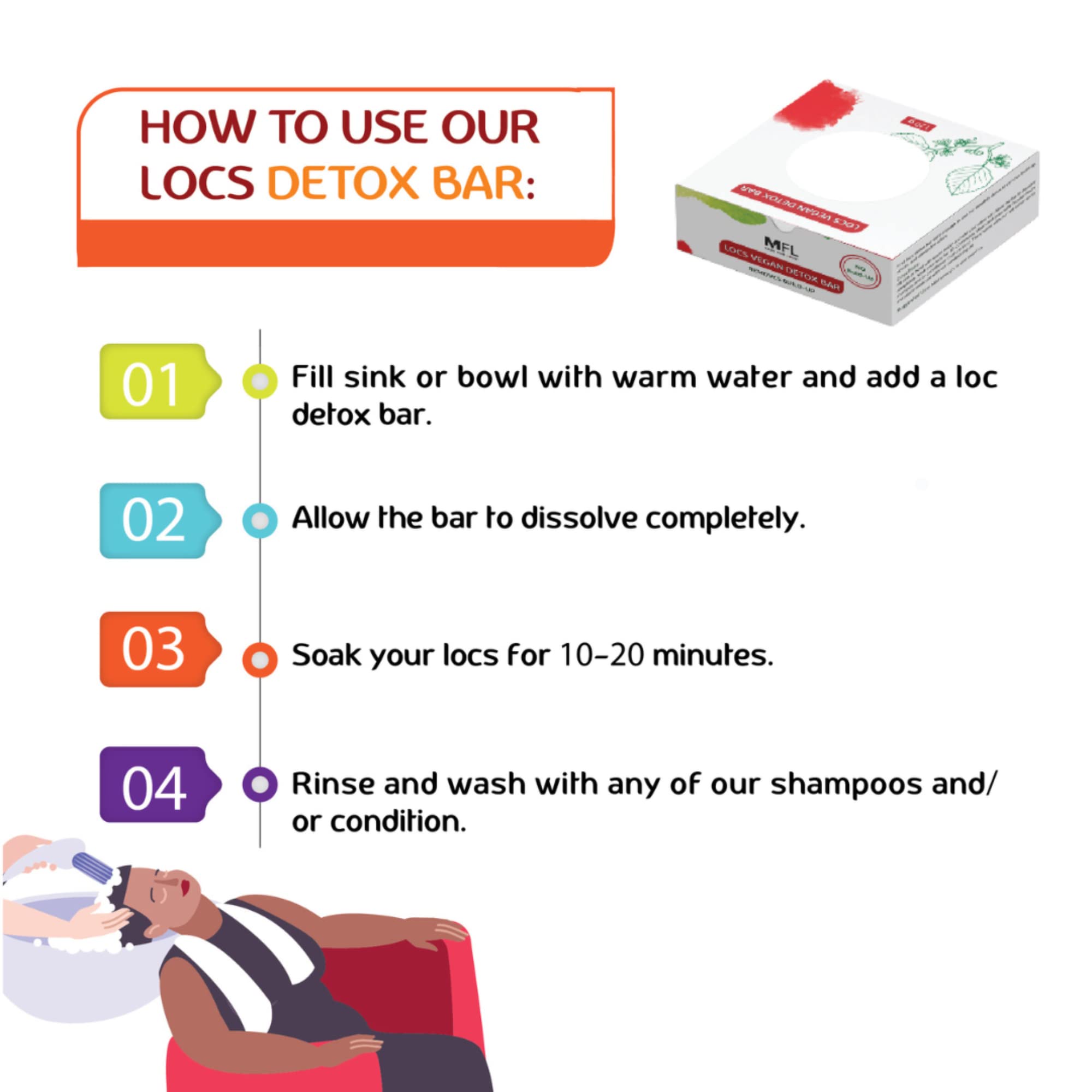 Élimination des résidus avec Made For Locs Detox Bar pour des locs plus légères.