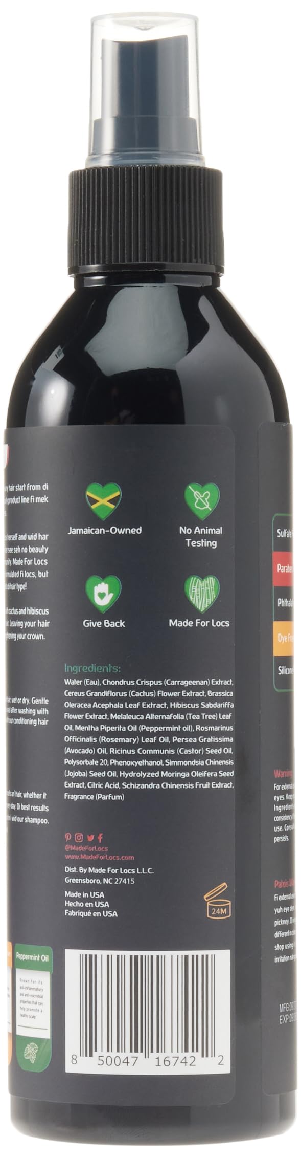 MFL Jamaica Refresher Spray étiquette élégante et informative.
