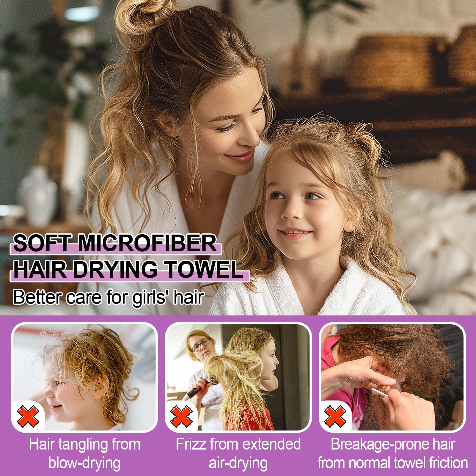 MADHOLLY ensemble deux serviettes cheveux: solution pratique pour familles occupées.