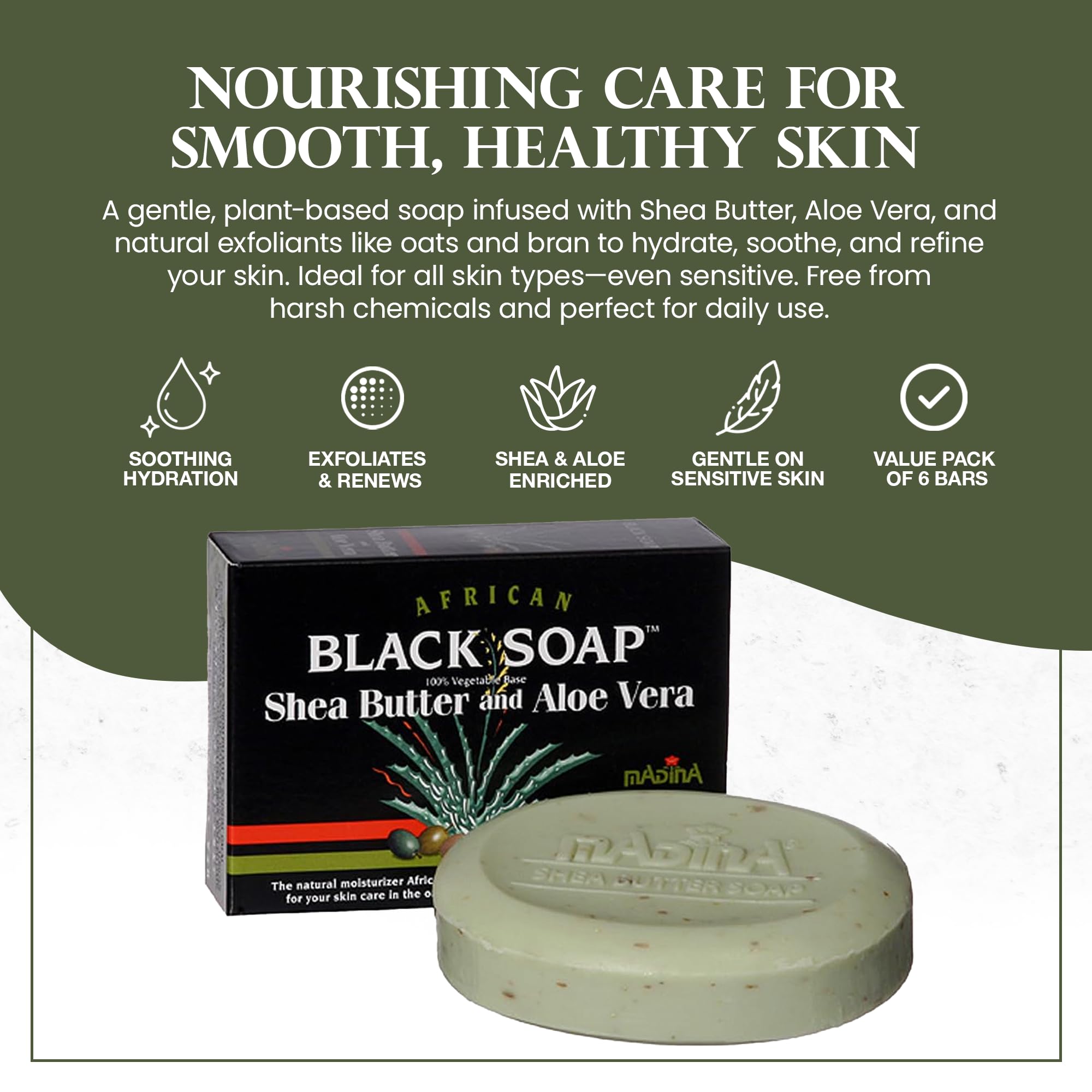 Madina Savon Noir Africain hydration-profonde, apaise et nourrit toutes les peaux.