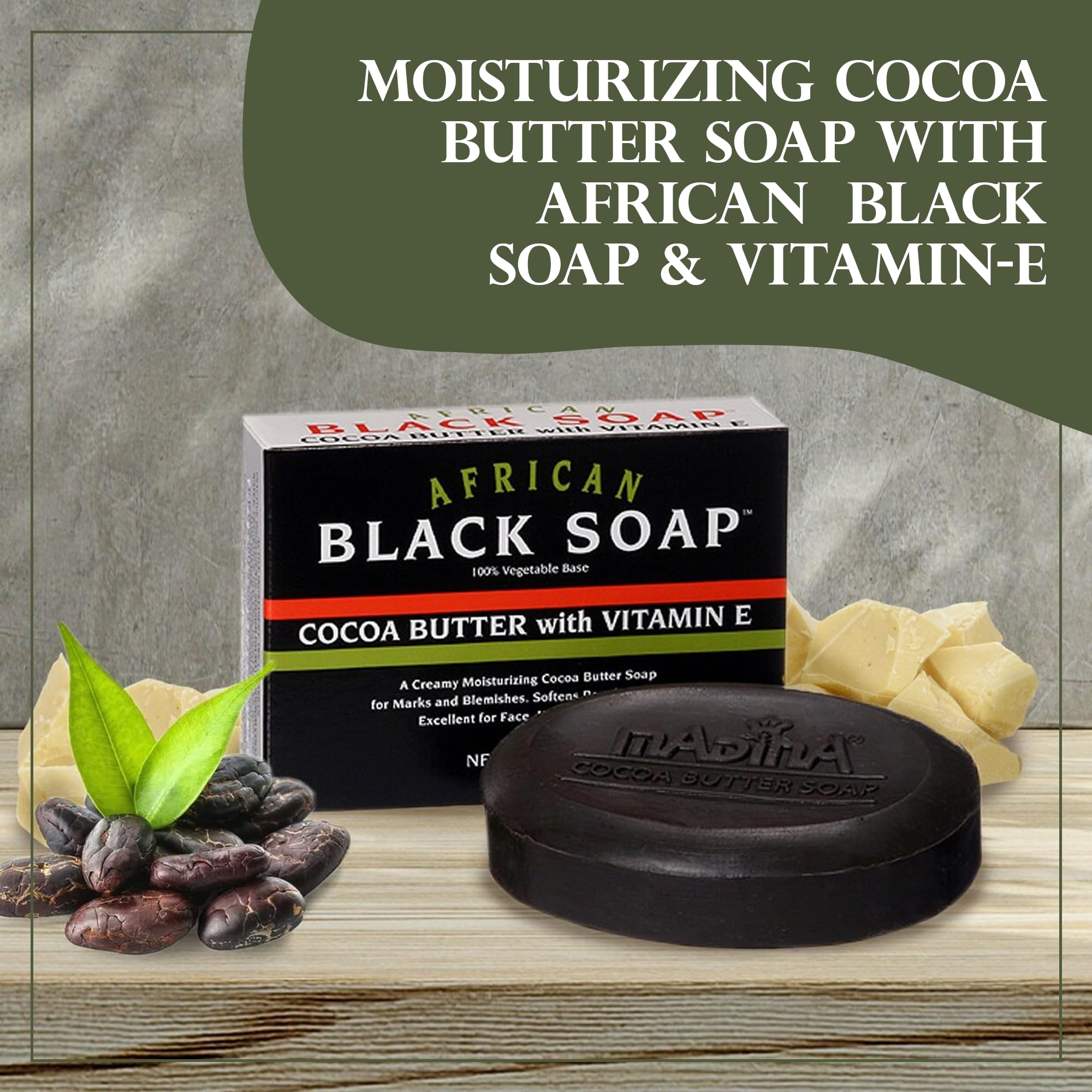 Madina savon noir africain mousse: idéale pour visage et corps lors de la douche.