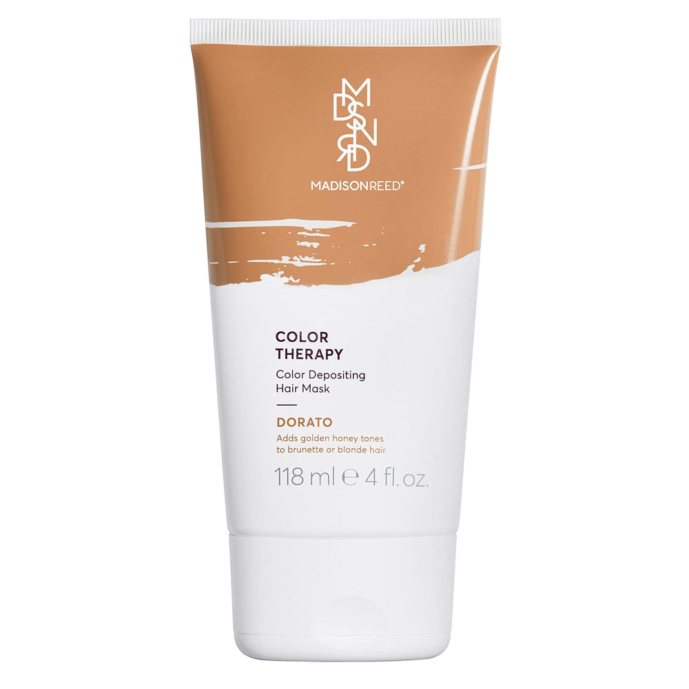 Madison Reed Color Therapy Dorato — flacon de masque nourrissant et prêt à déposer des reflets dorés.