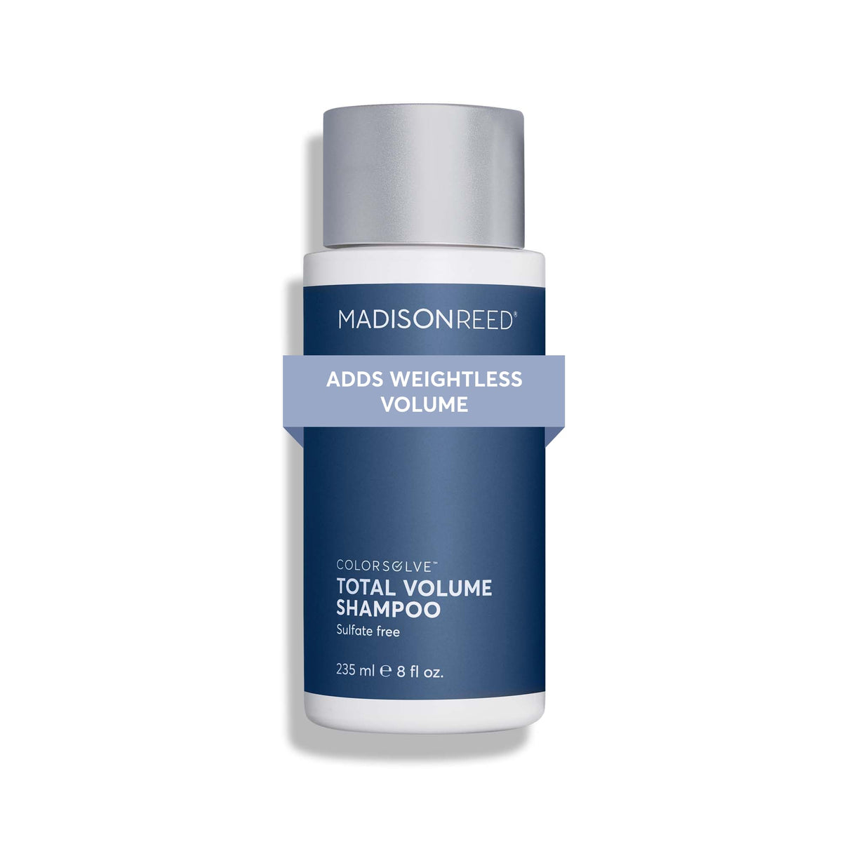 Shampooing ColorSolve Volume de Madison Reed, bouteille claire prête à offrir du volume durable.