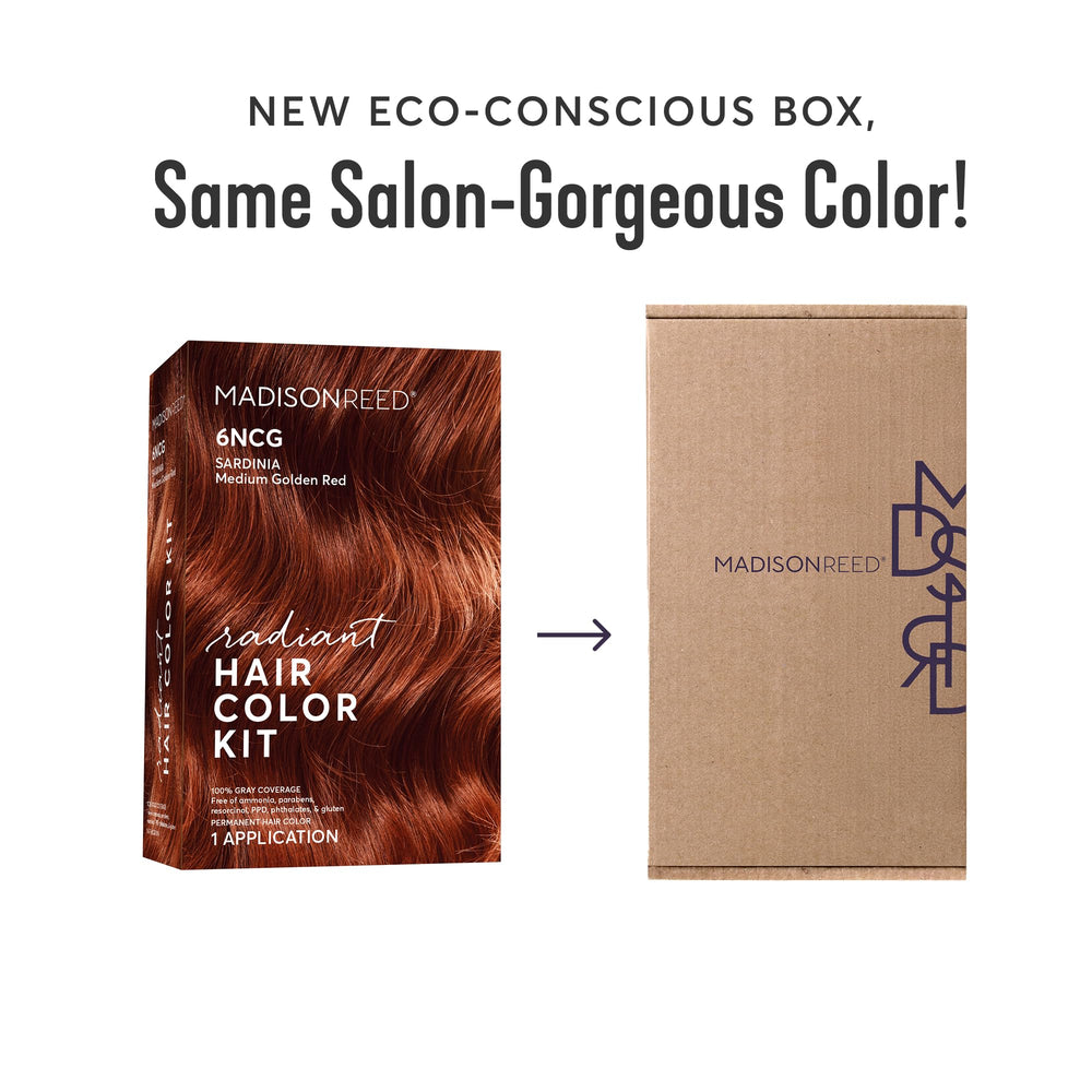 Crème colorante Madison Reed 6NCG, rendu naturel.