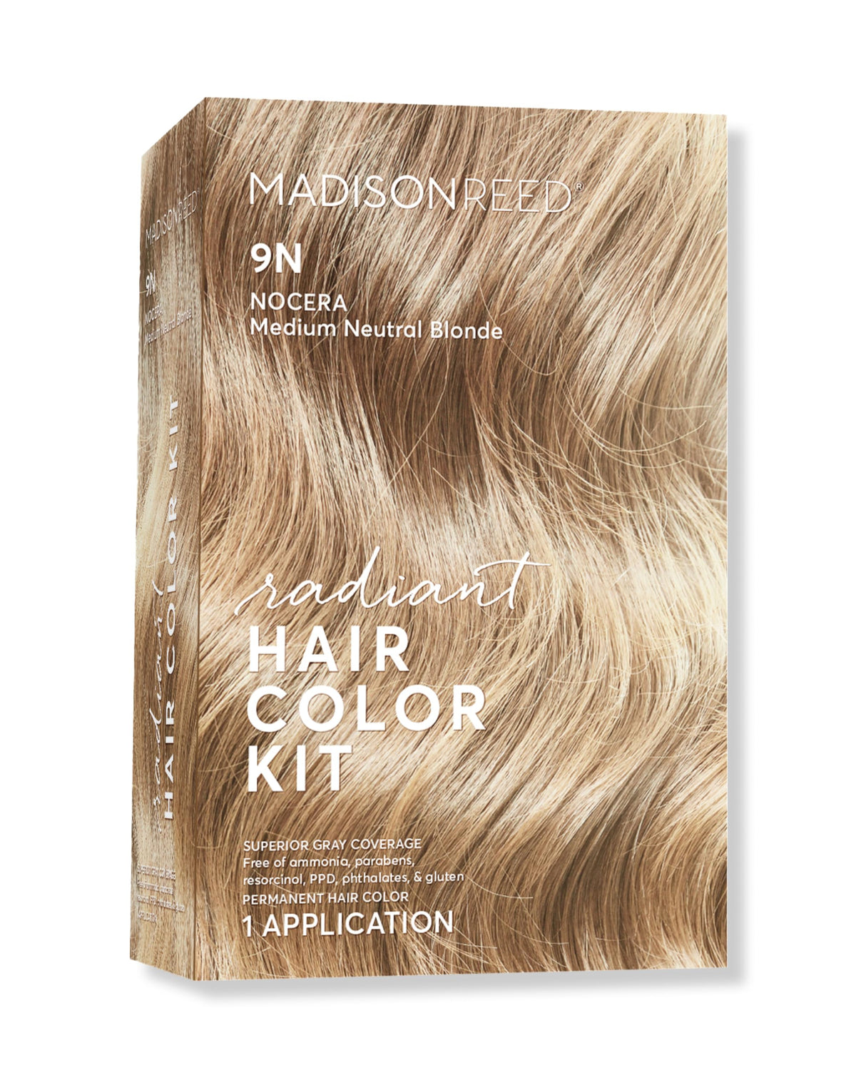 Kit couleur radiante Madison Reed 9N, emballage complet pour une couleur naturelle.