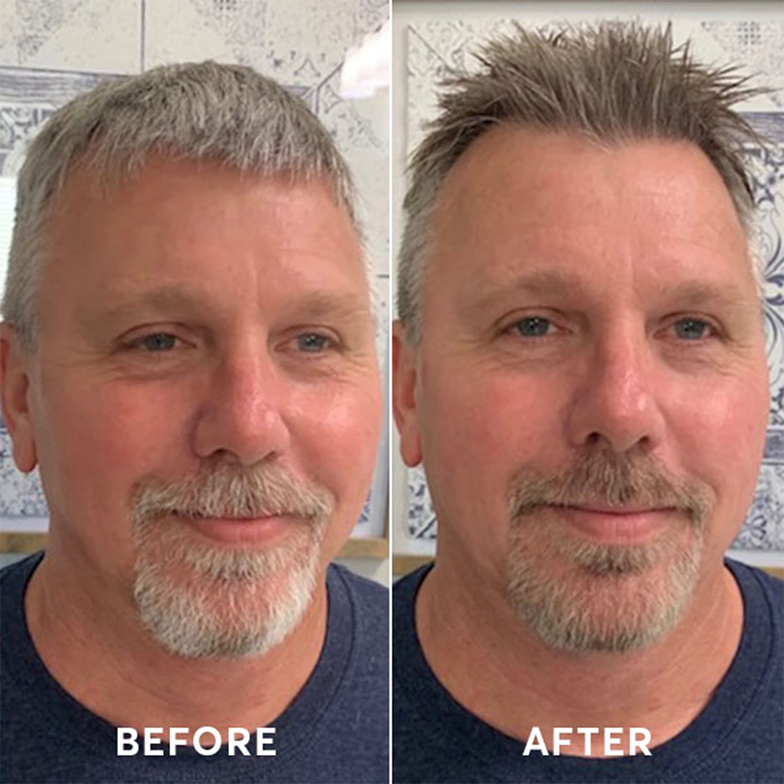 Avant/après potentiel avec Madison Reed Mr Hair Color pour Hommes.