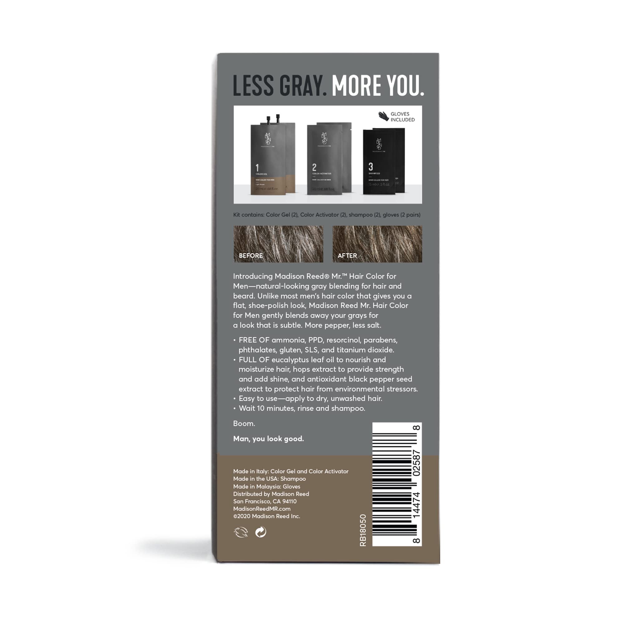 Gants inclus pour une application propre de Madison Reed Mr Hair Color.